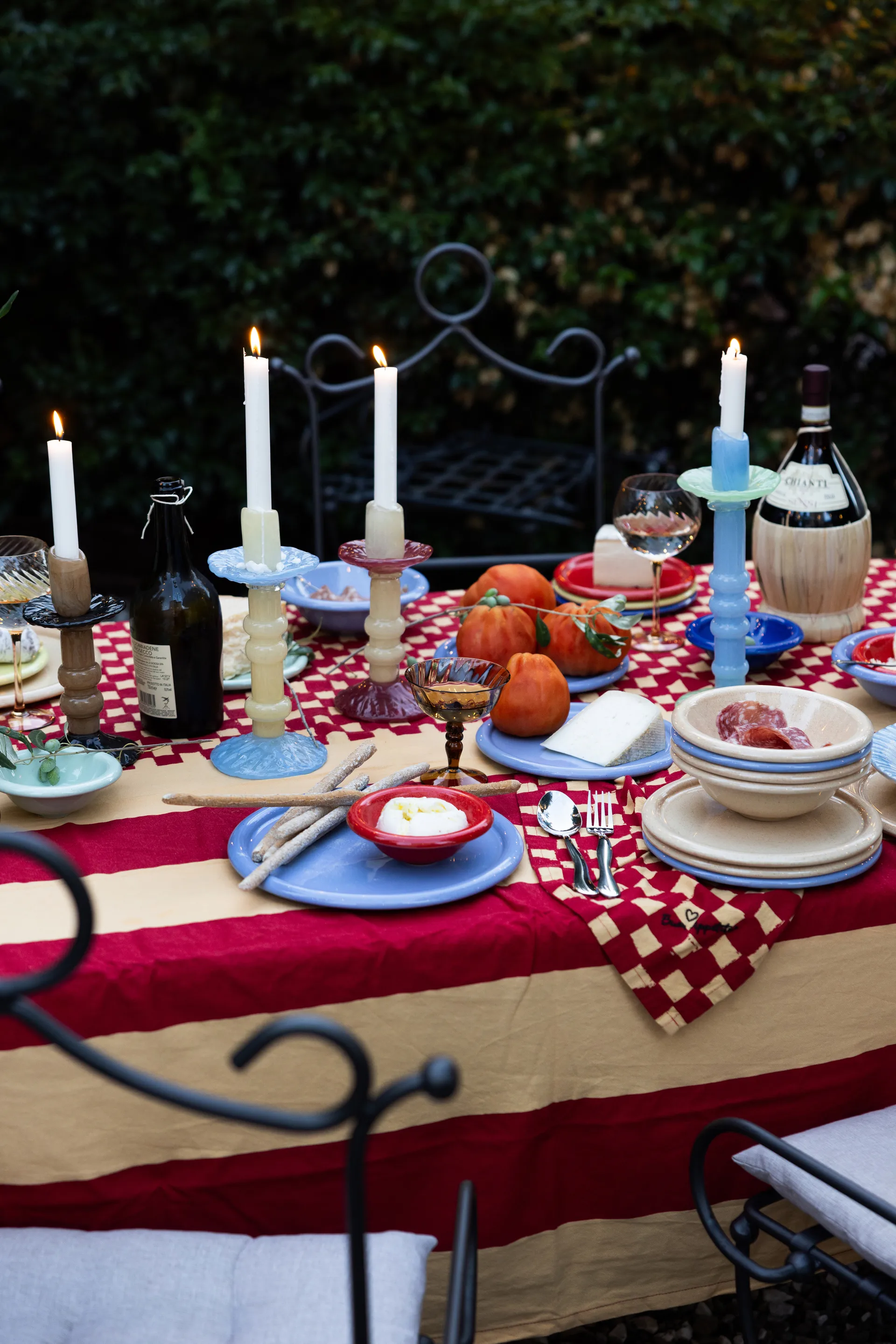 Castiçal Lara M 26 cm, Luz bege-azul claro Byon