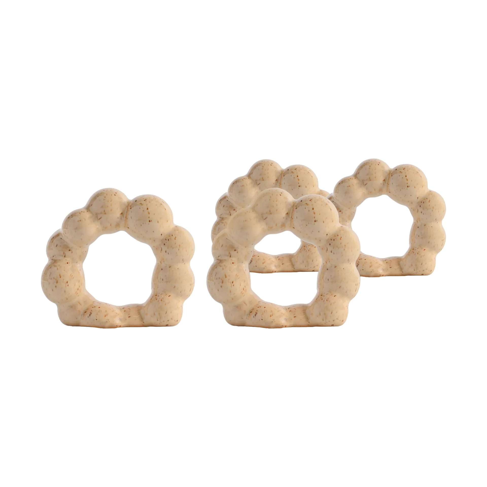 Conjunto de 4 argolas para guardanapos Porto, Beige Byon