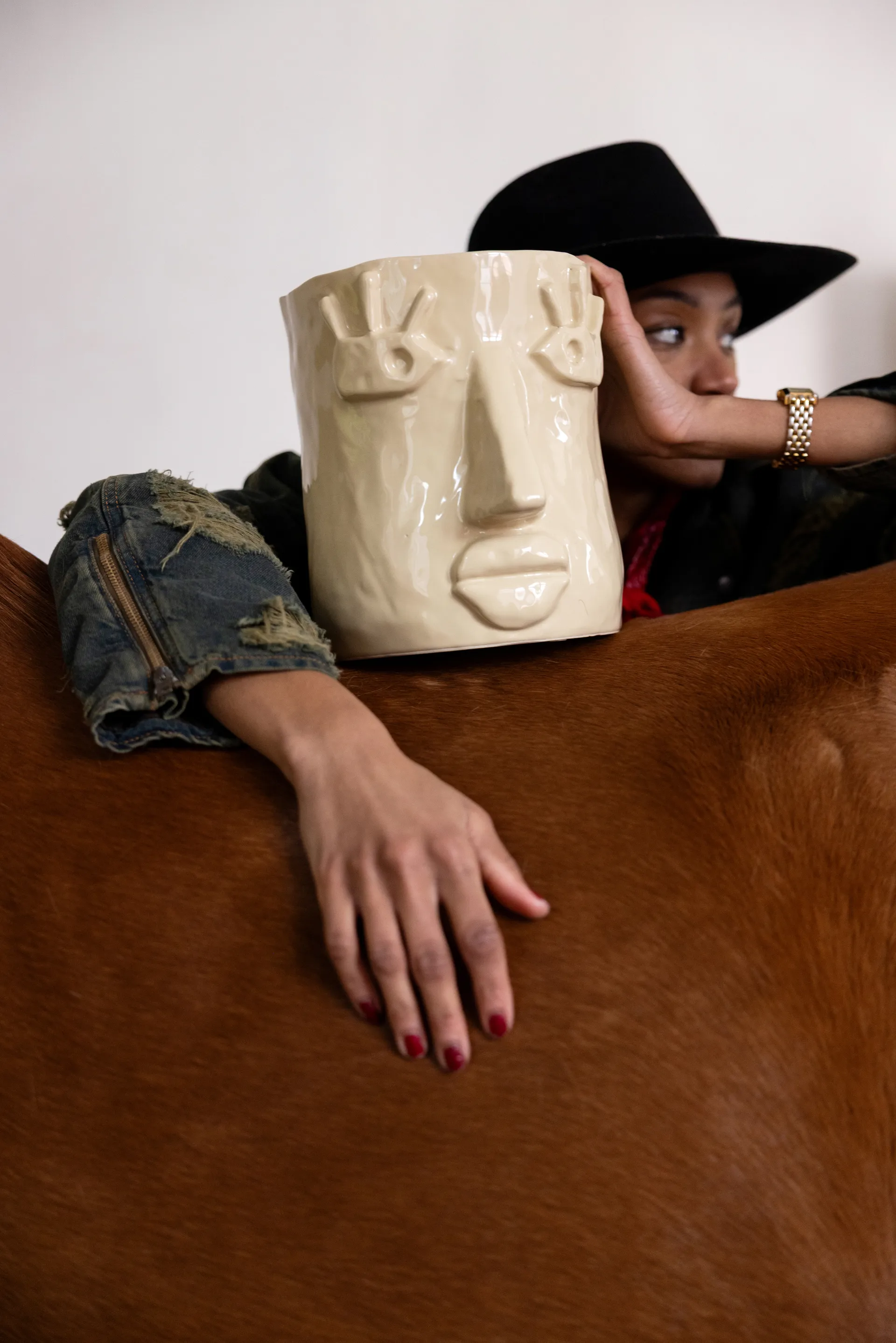 Facy vaso L 24x19x22 cm, Bege Byon