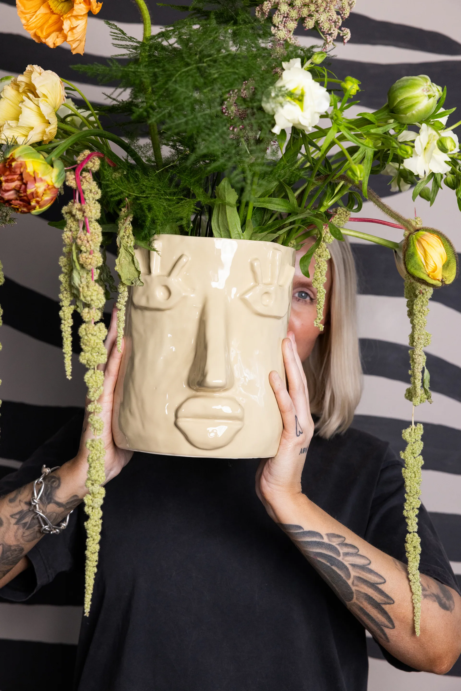 Facy vaso L 24x19x22 cm, Bege Byon