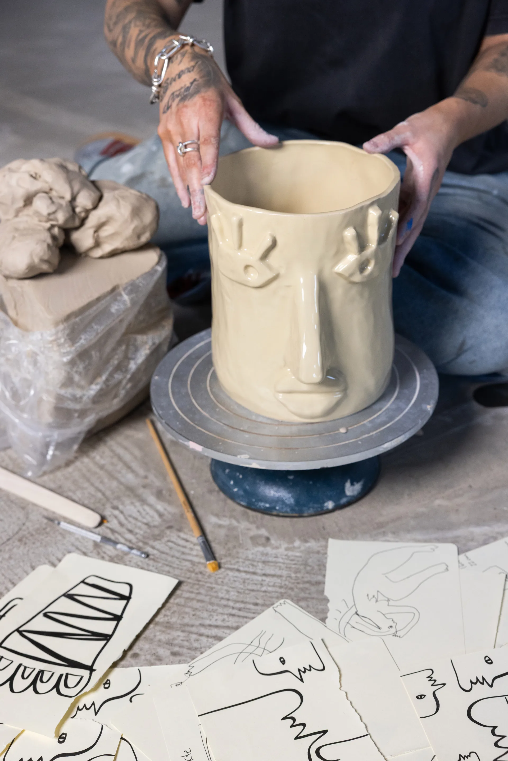 Facy vaso L 24x19x22 cm, Bege Byon