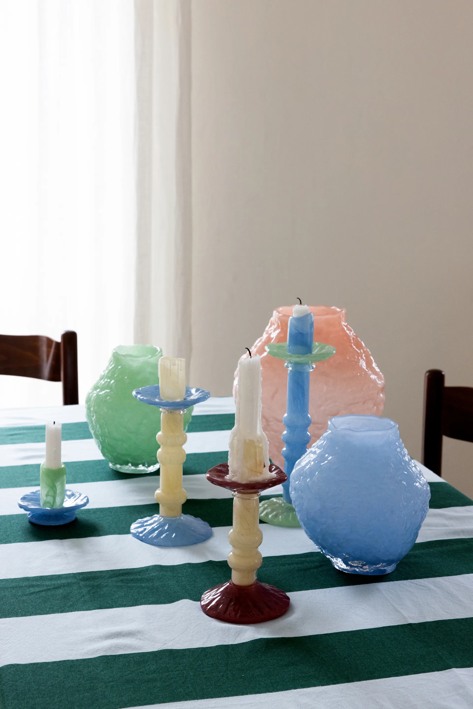 Lara castiçal XS 9 cm, Verde menta-ljusblå Byon