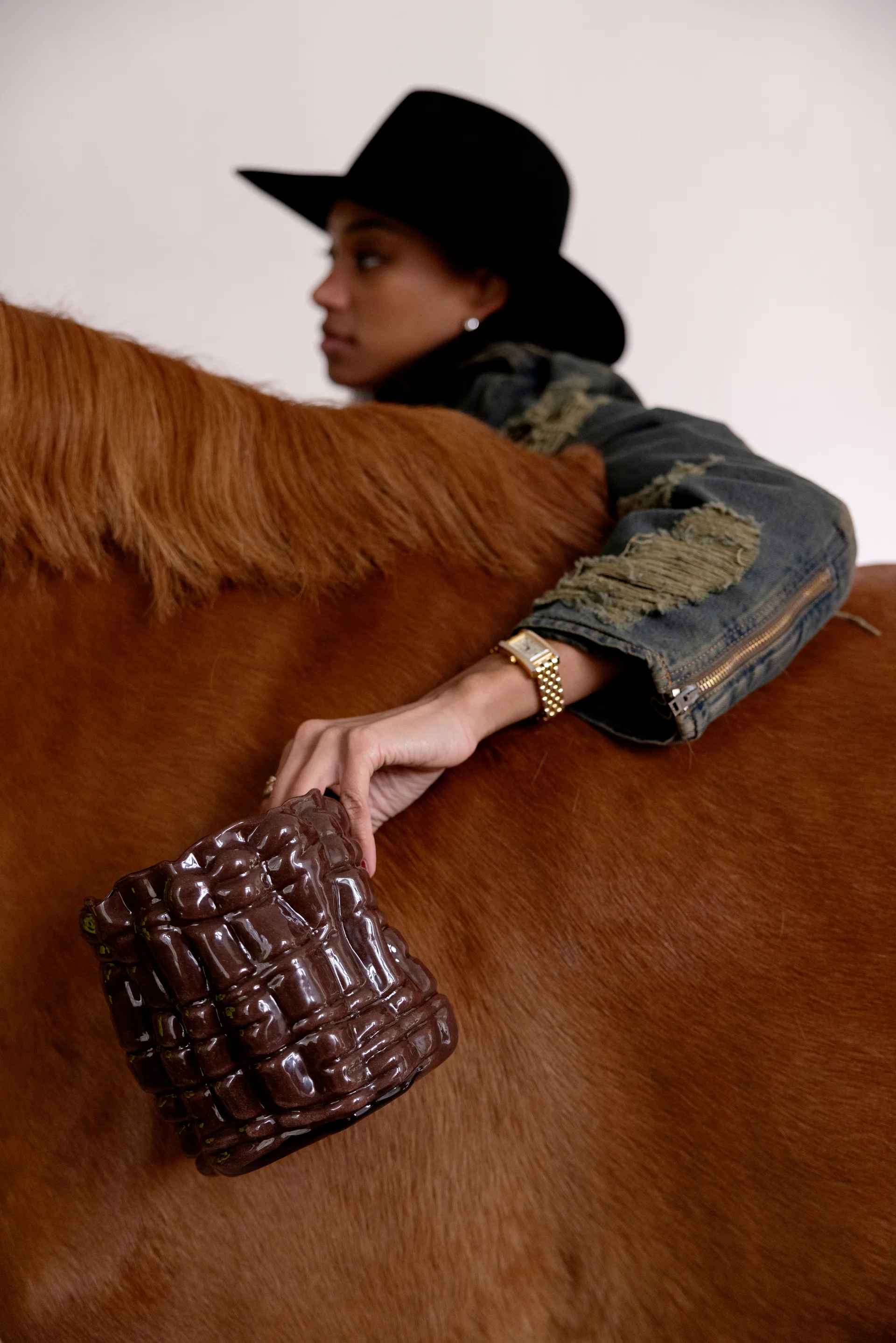 Laranne lanterna para vela Ø15 cm, Castanho Byon