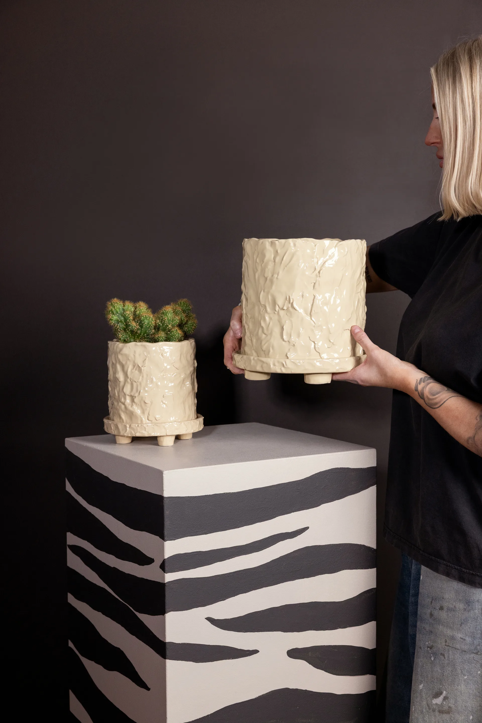 Muddy vaso L Ø23 cm, Bege Byon