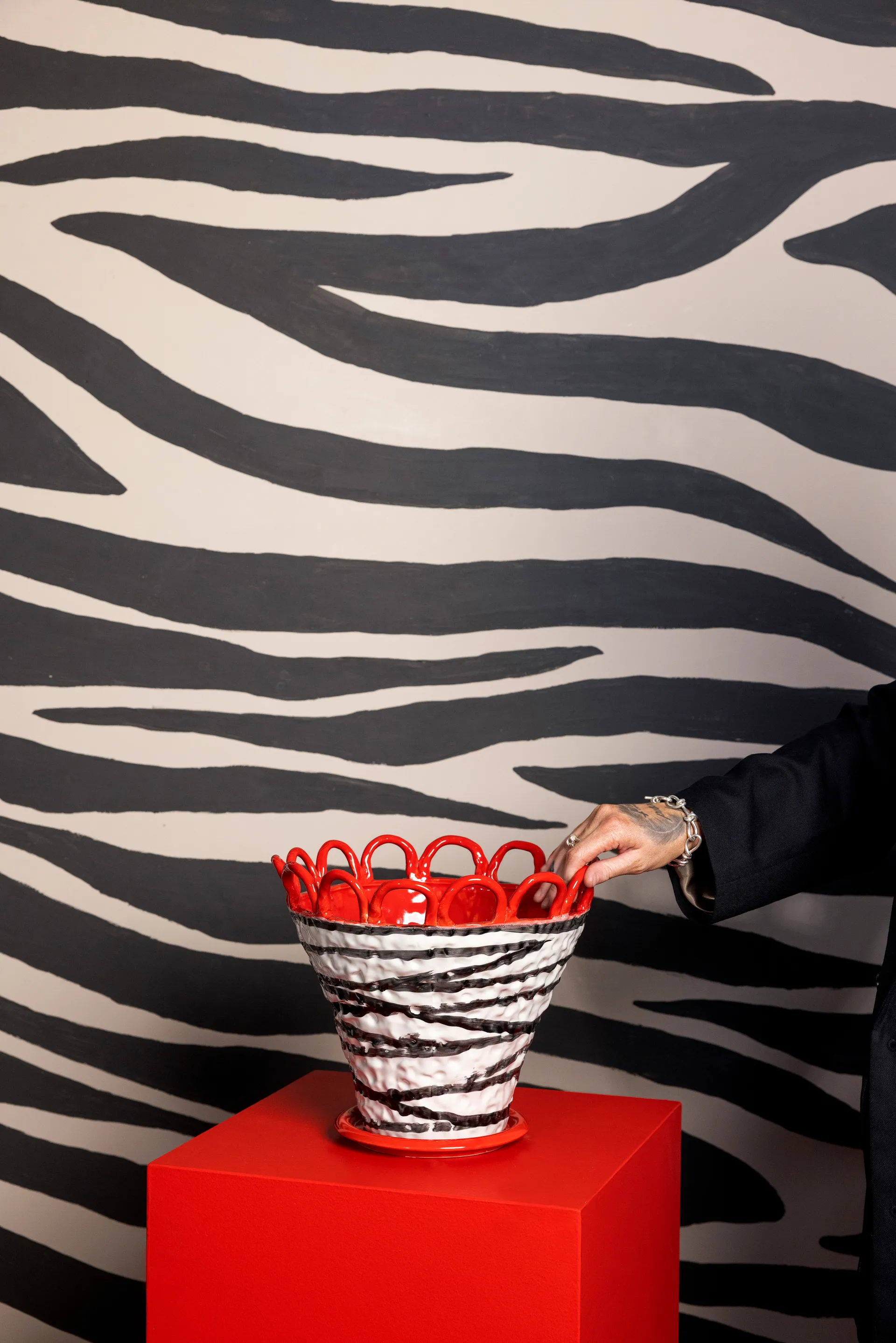 Patty vaso L Ø30 cm, Zebra-vermelho Byon