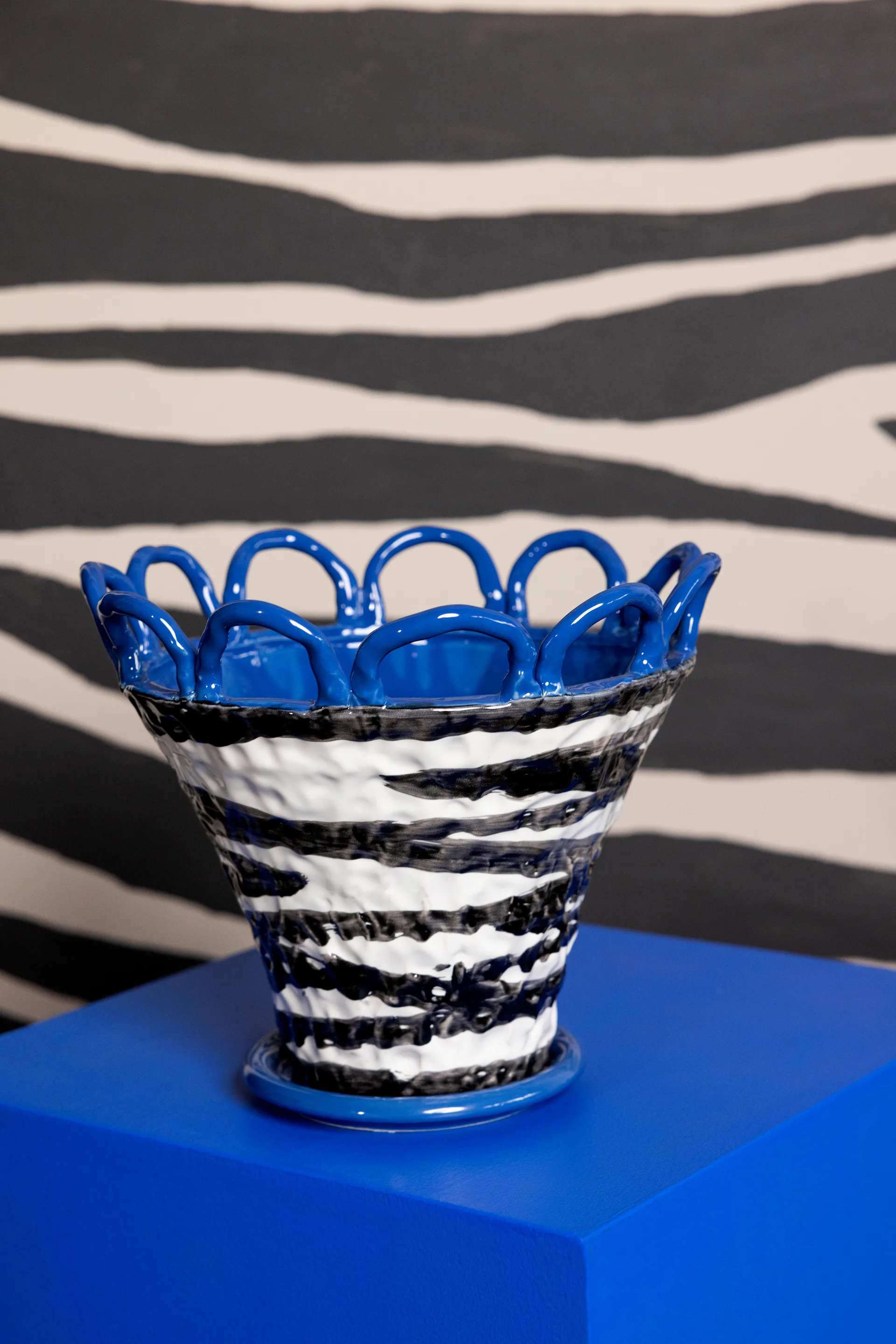 Patty vaso S Ø25 cm, Zebra-azul Byon