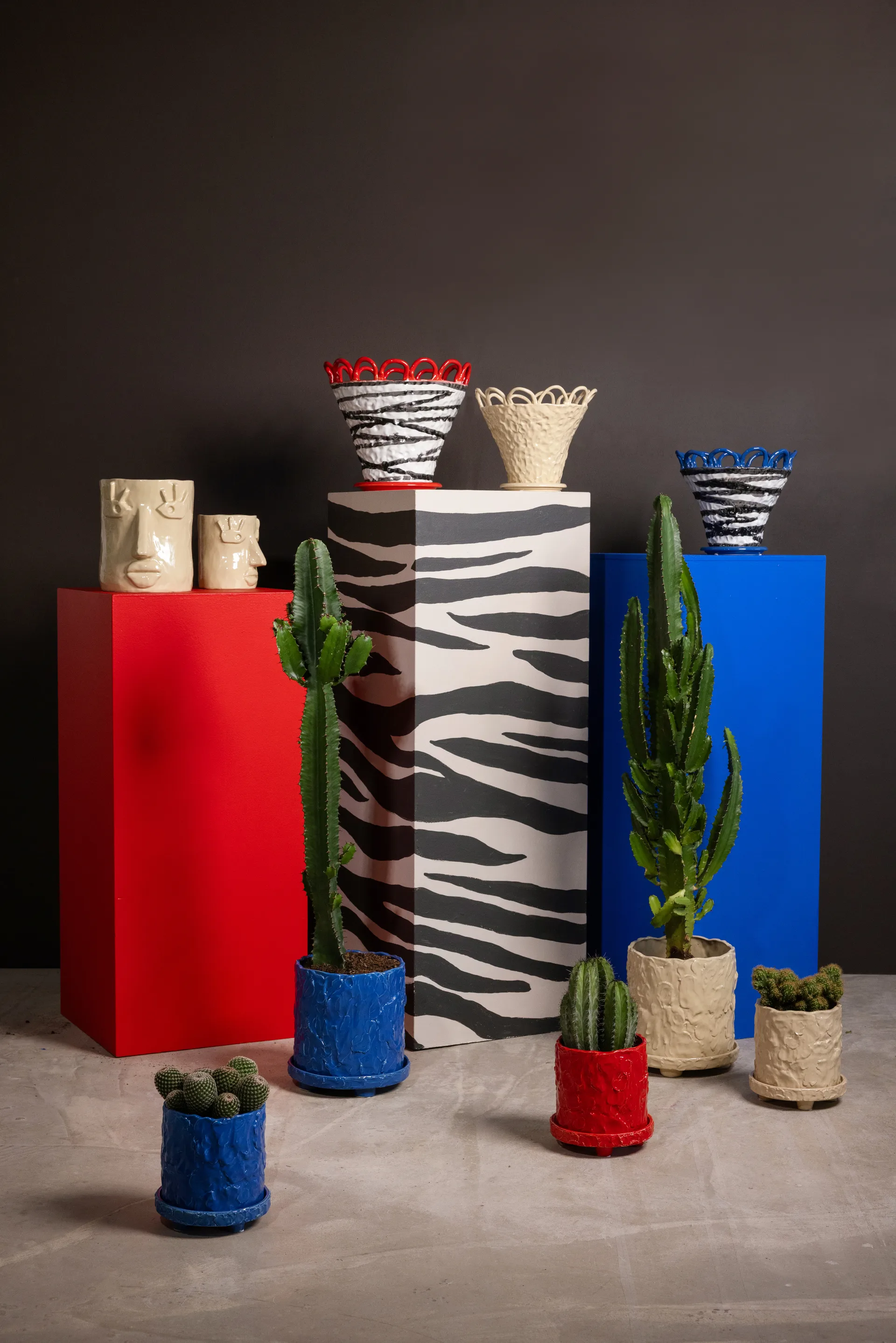 Patty vaso S Ø25 cm, Zebra-azul Byon