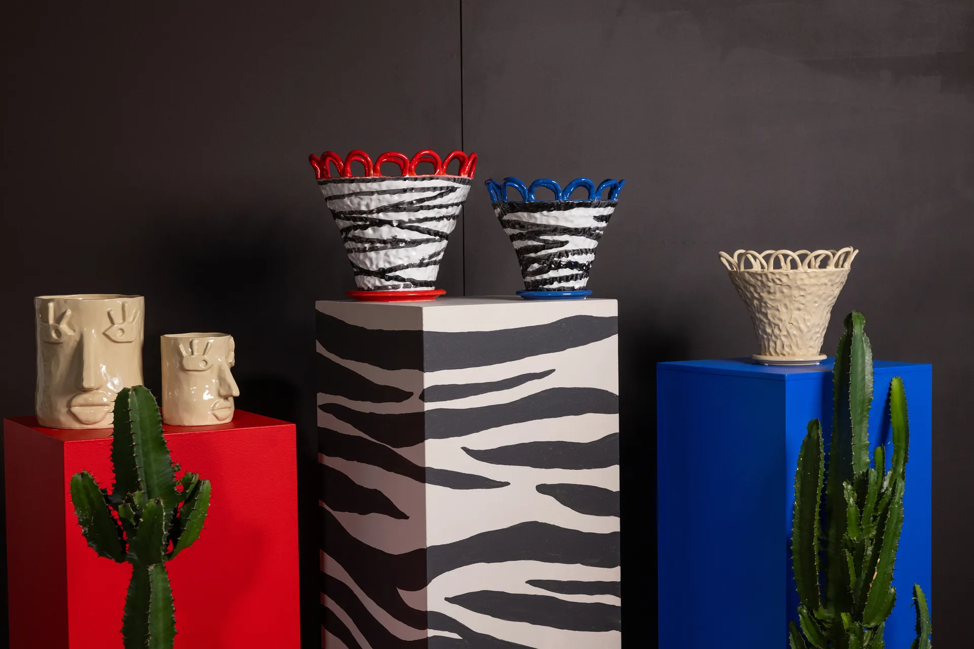 Patty vaso S Ø25 cm, Zebra-azul Byon