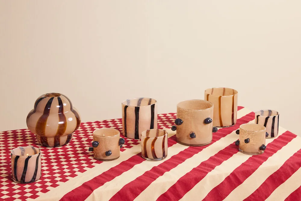 Porta-vela Arlo M Ø15 cm, Bege-preto Byon