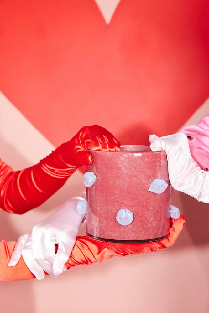 Porta-vela Arlo M Ø15 cm, Vermelho vinho-azul claro Byon