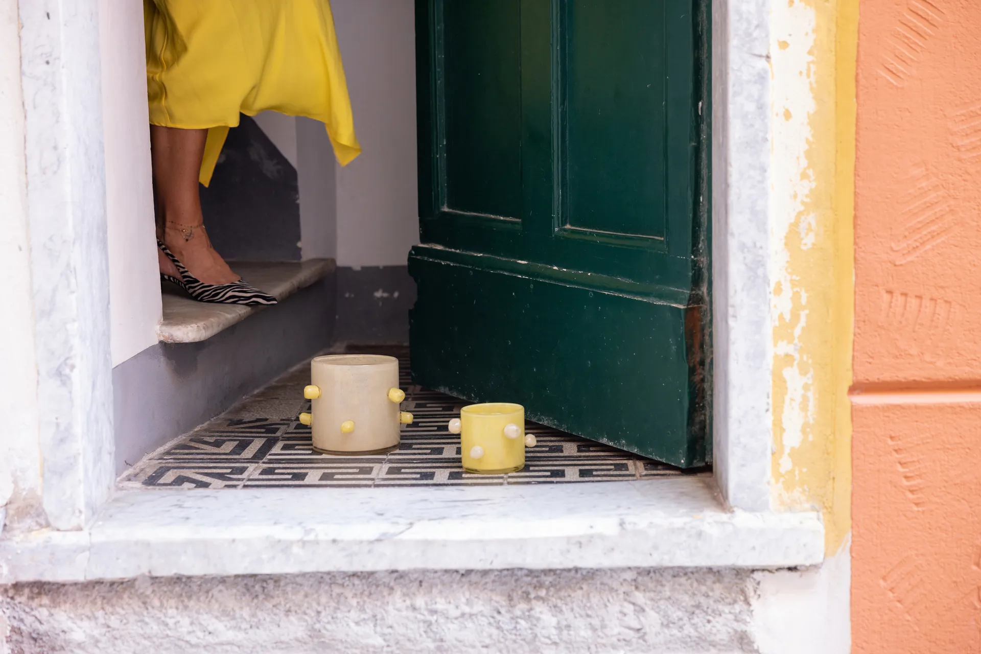 Porta-vela Arlo XS Ø10 cm, Amarelo-bege Byon