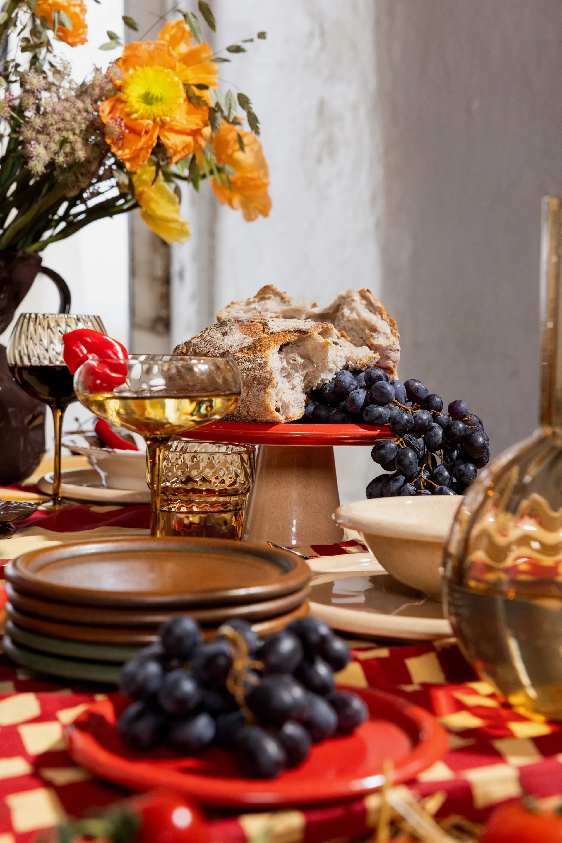 Porto prato de bolos Ø26x11 cm, Vermelho-bege Byon