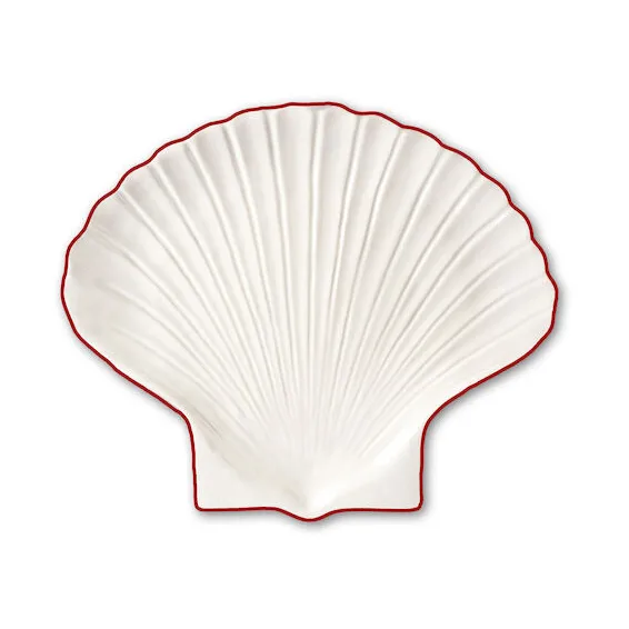 Prato Shell Line S 13x16 cm, Branco-vermelho Byon