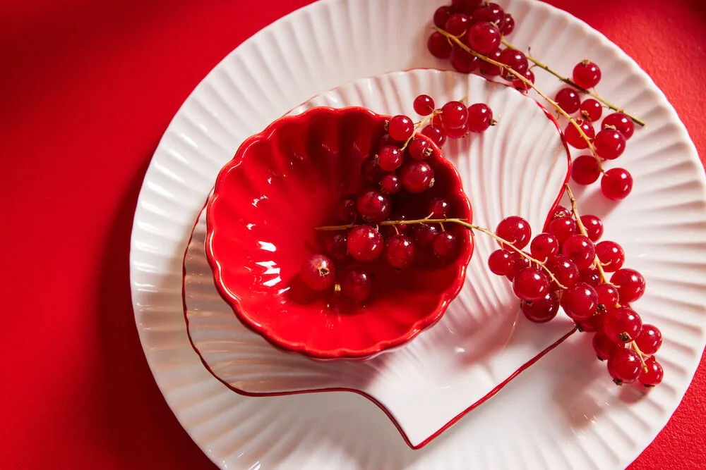 Prato Shell Line S 13x16 cm, Branco-vermelho Byon