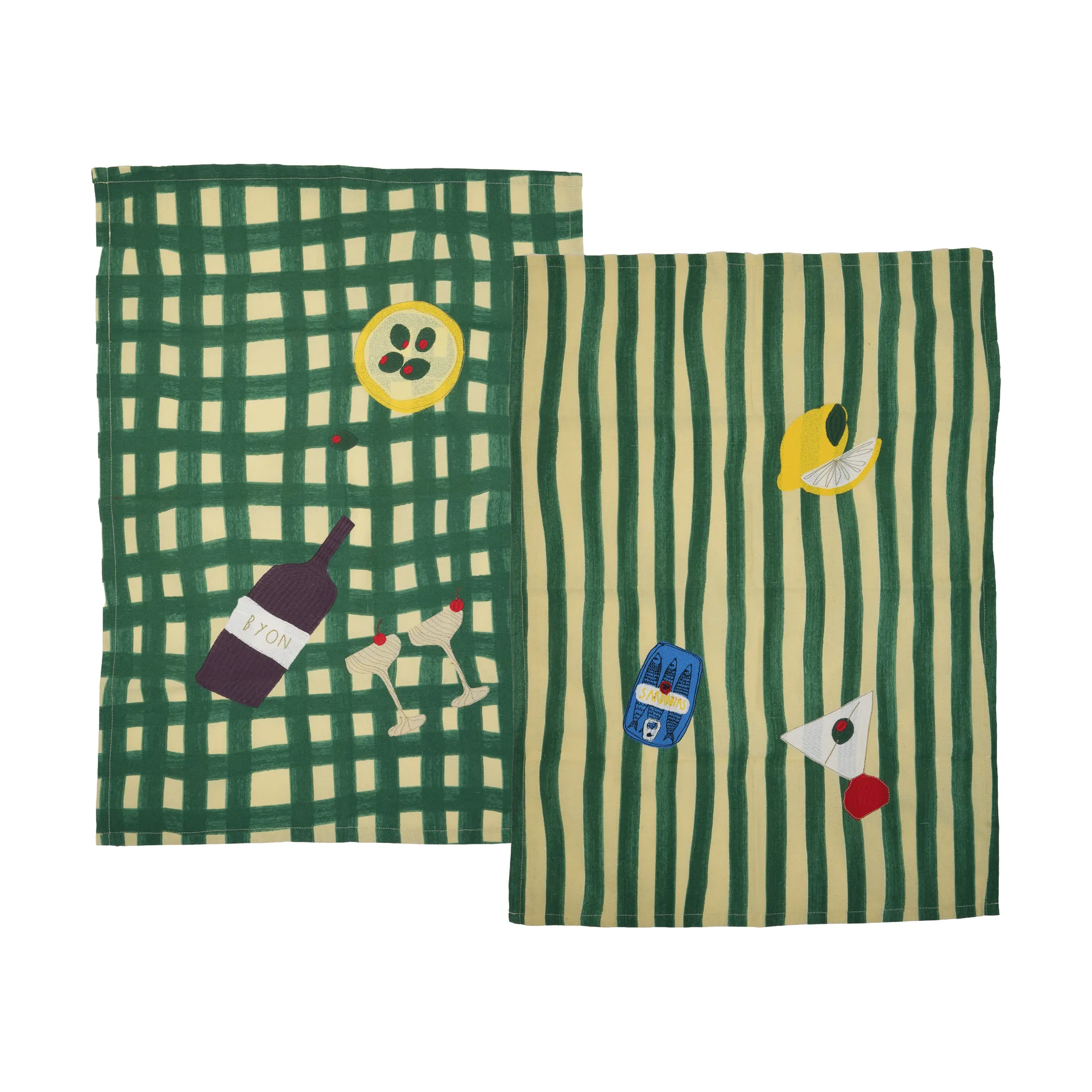 Sera pano de cozinha, pack de 2, Verde, 50x70 cm Byon