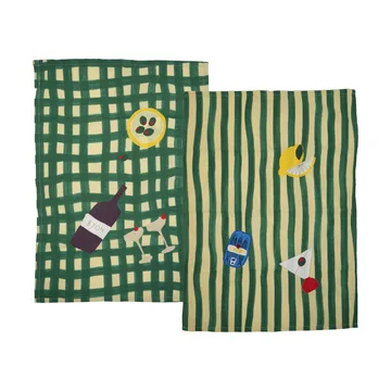 Sera pano de cozinha, pack de 2 - Verde, 50x70 cm - Byon