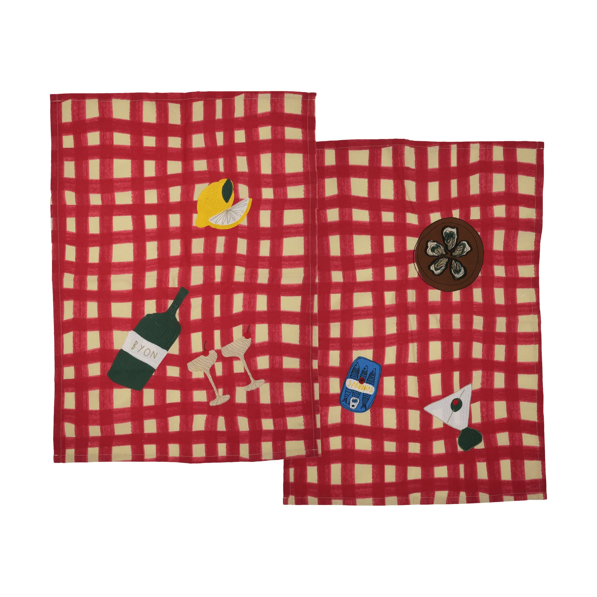 Sera pano de cozinha, pack de 2, Vermelho, 50x70 cm Byon