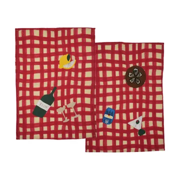 Sera pano de cozinha, pack de 2 - Vermelho, 50x70 cm - Byon