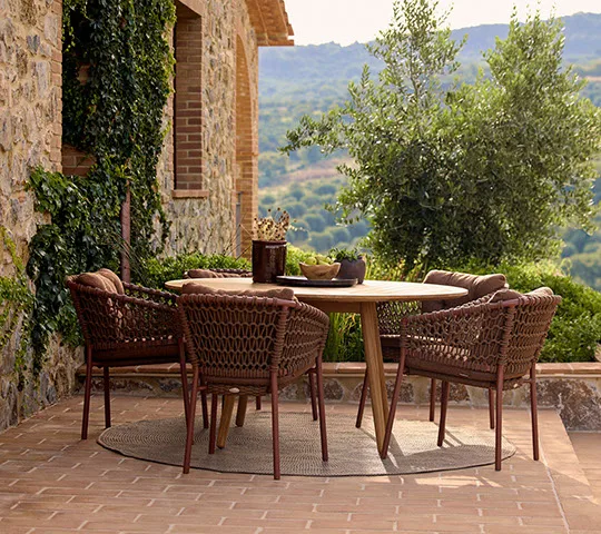 Cadeira de braços Ocean em alumínio, Umber brown (Soft Rope) Cane-line