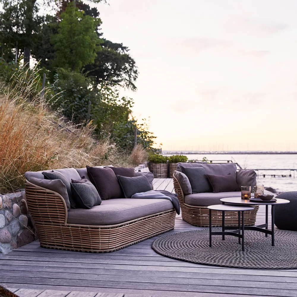 Cadeira lounge Basket, Natural, incl. almofadas taupe Cane-line