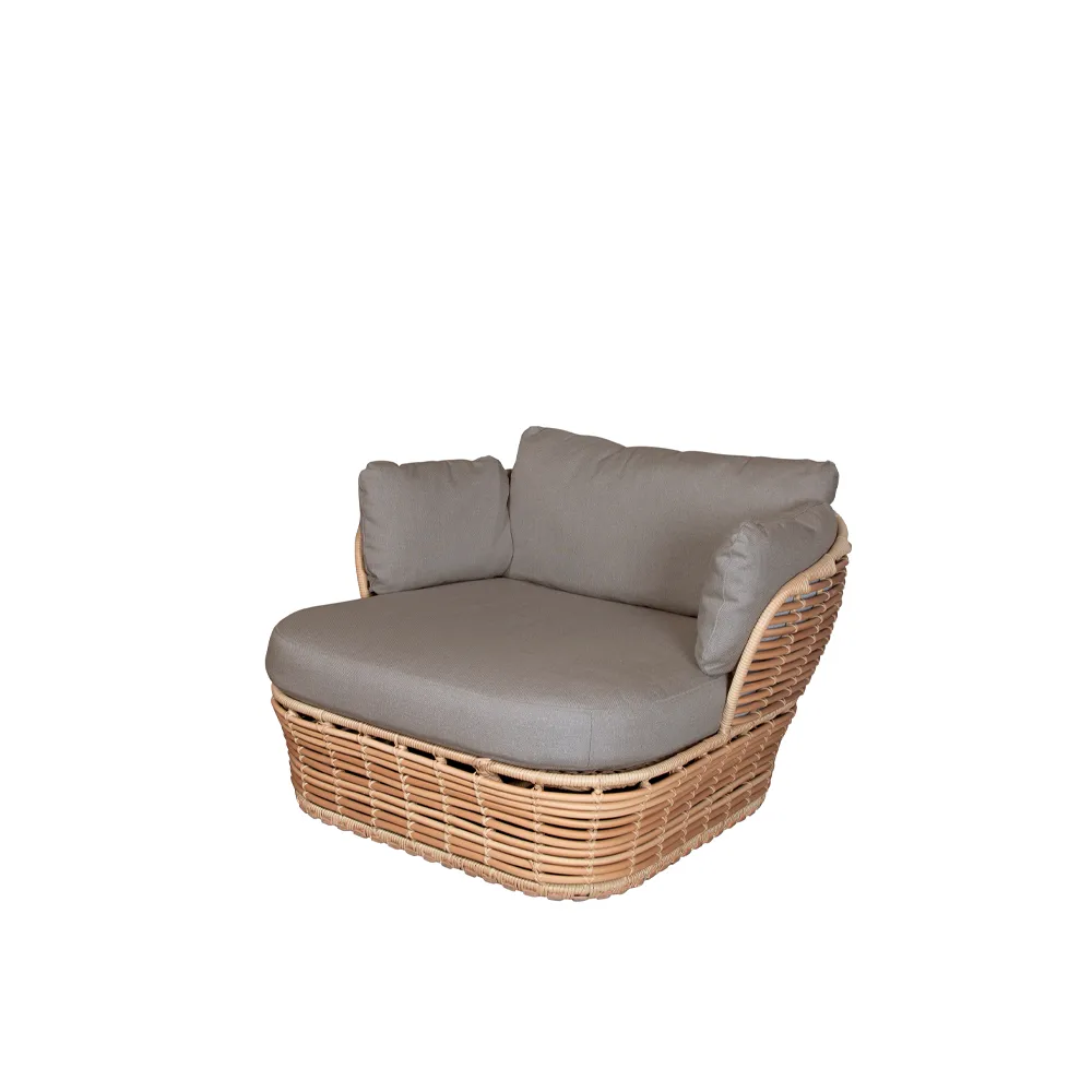 Cadeira lounge Basket, Natural, incl. almofadas taupe Cane-line