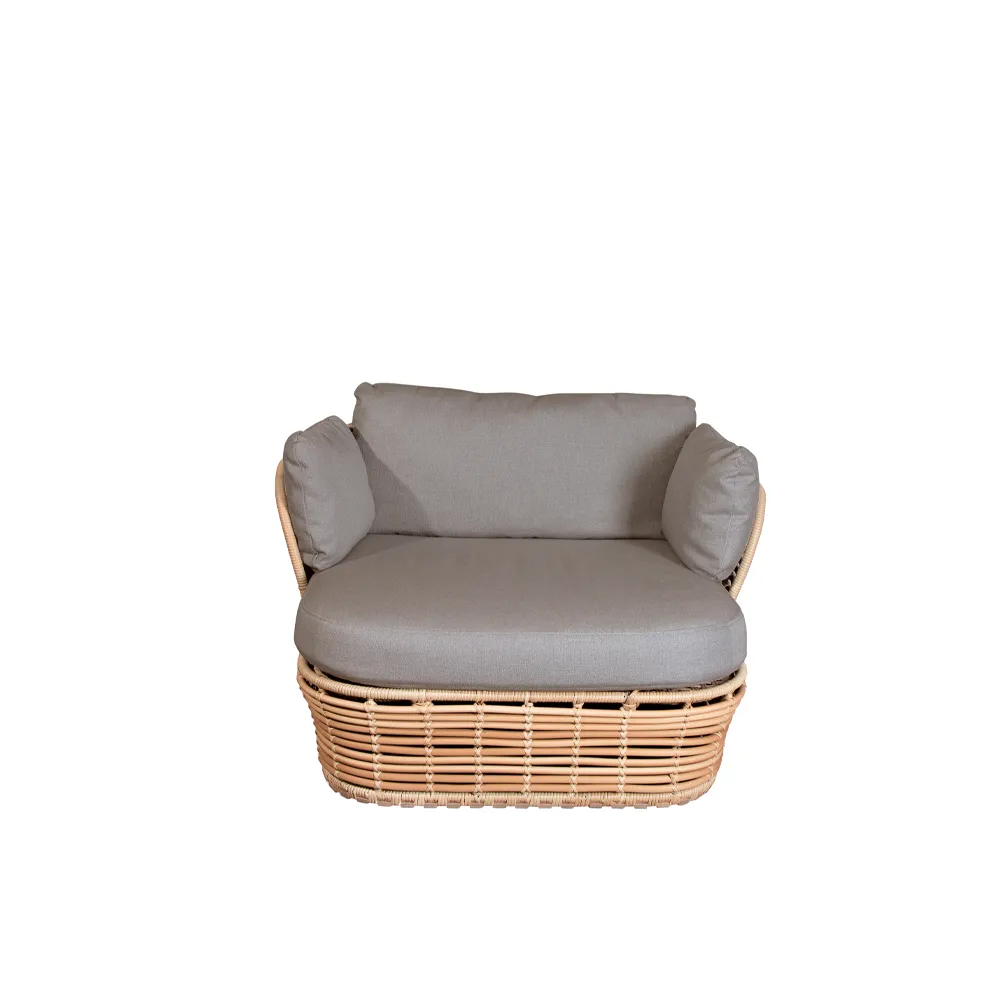 Cadeira lounge Basket, Natural, incl. almofadas taupe Cane-line