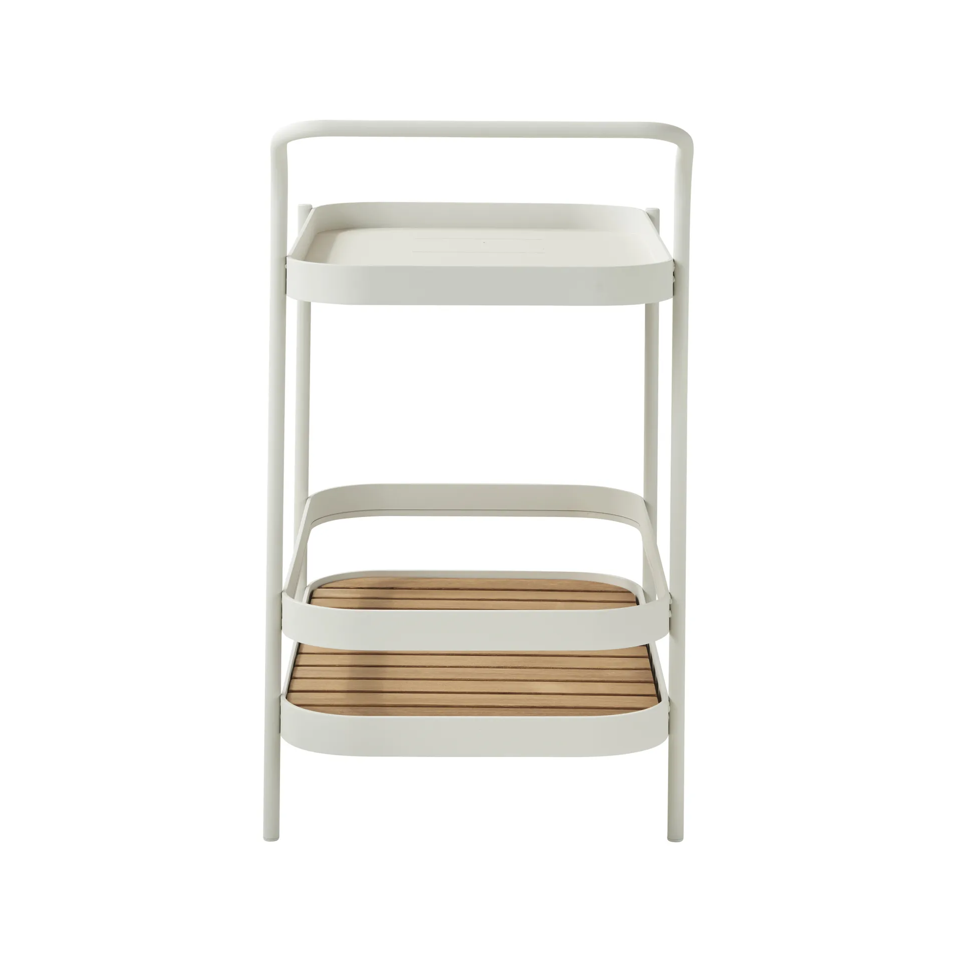 Carrinho de serviço Roll, Branco, incl. tampo de mesa em teca Cane-line