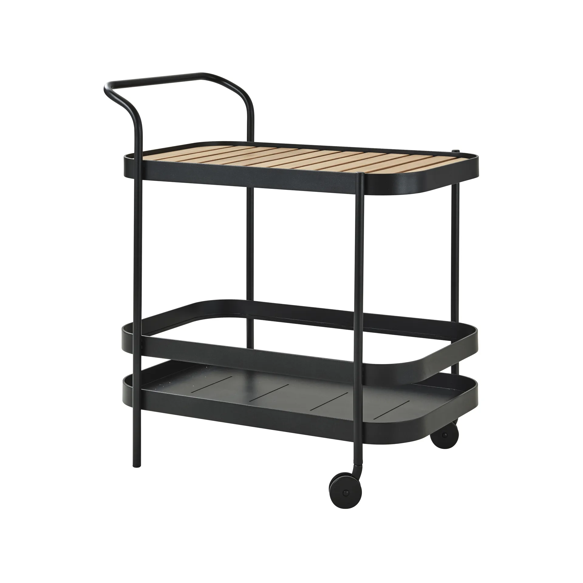 Carrinho de serviço Roll, Light grey, incl. tampo de mesa em teca Cane-line