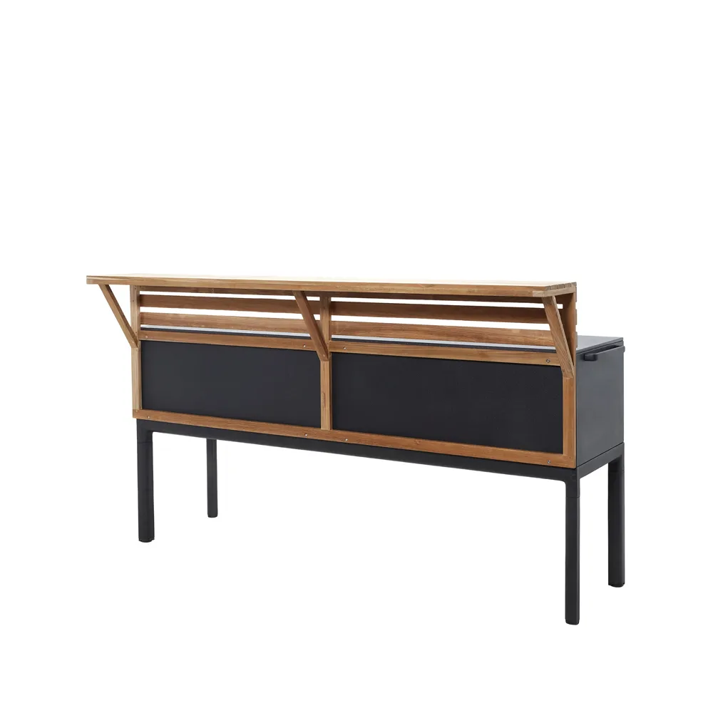 Cozinha externa Drop, Lava grey, incl. pia e torneira & parede em teca Cane-line