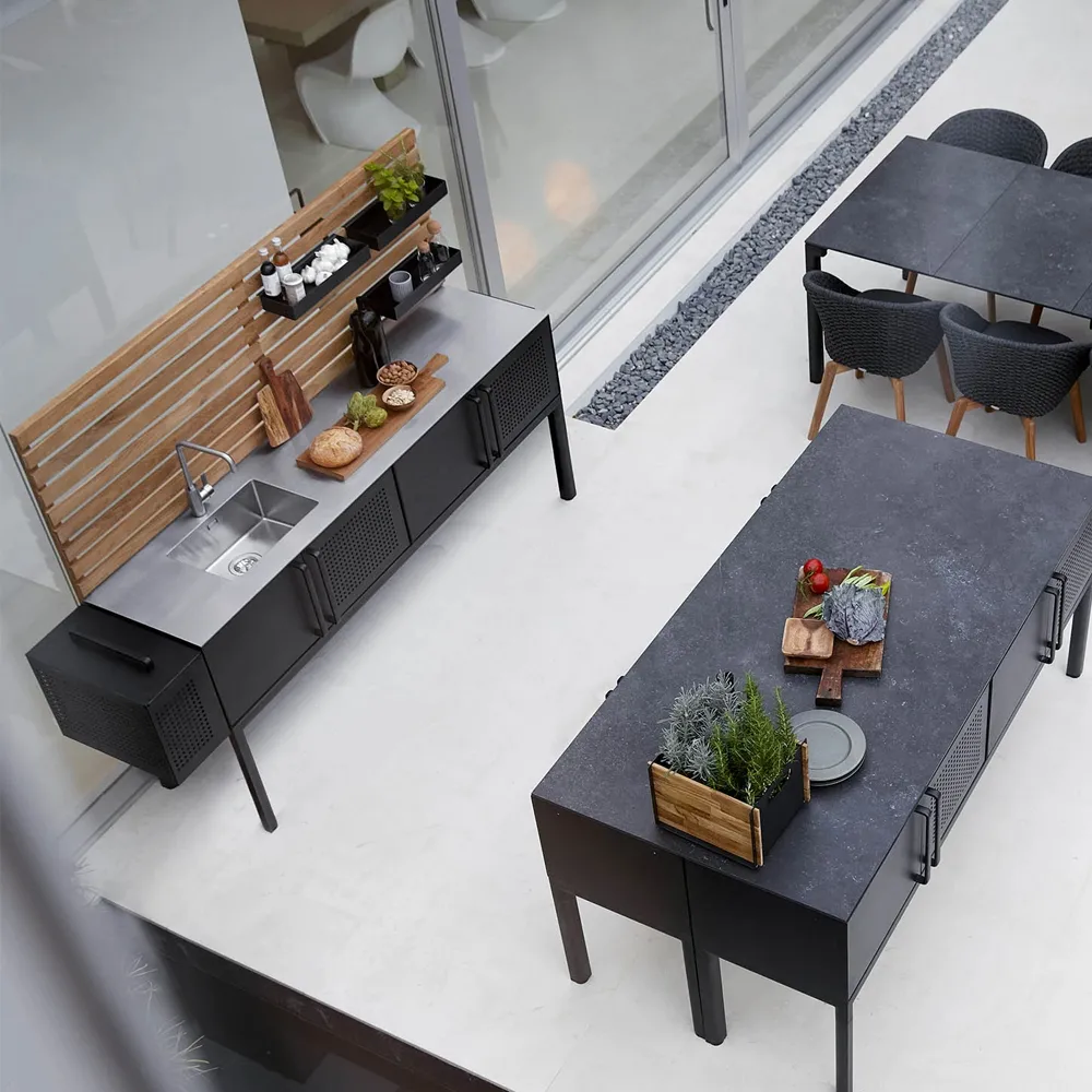 Cozinha externa Drop, Lava grey, incl. pia e torneira Cane-line