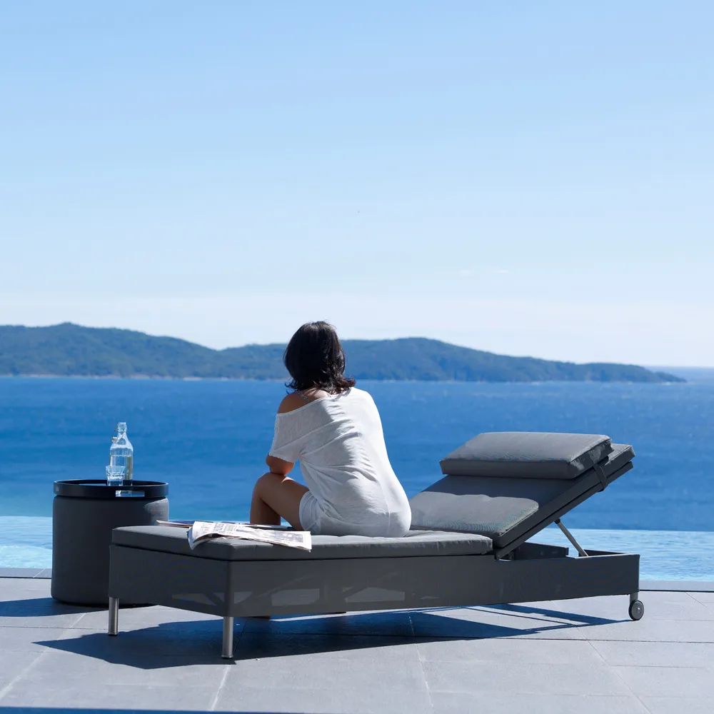 Espreguiçadeira Rest, Cane-Line Natté grey, individual Cane-line