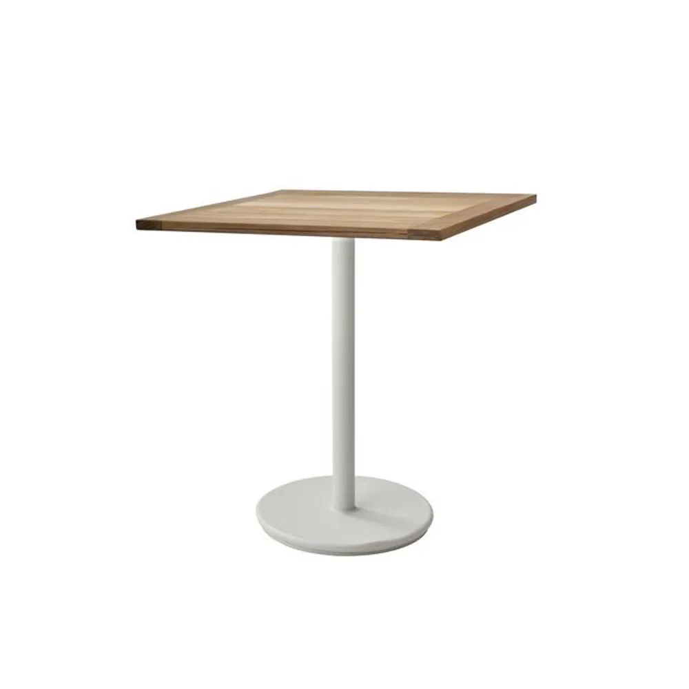 Mesa de café Go em teca 72x72 cm, Suporte branco Cane-line