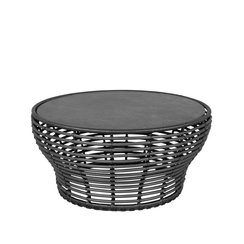 Mesa de centro Basket, Fossil black, grande, base trançada em cinza Cane-line
