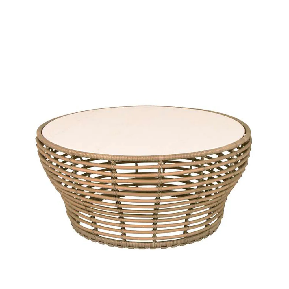 Mesa de centro Basket, Travertino, grande, base natural trançada Cane-line