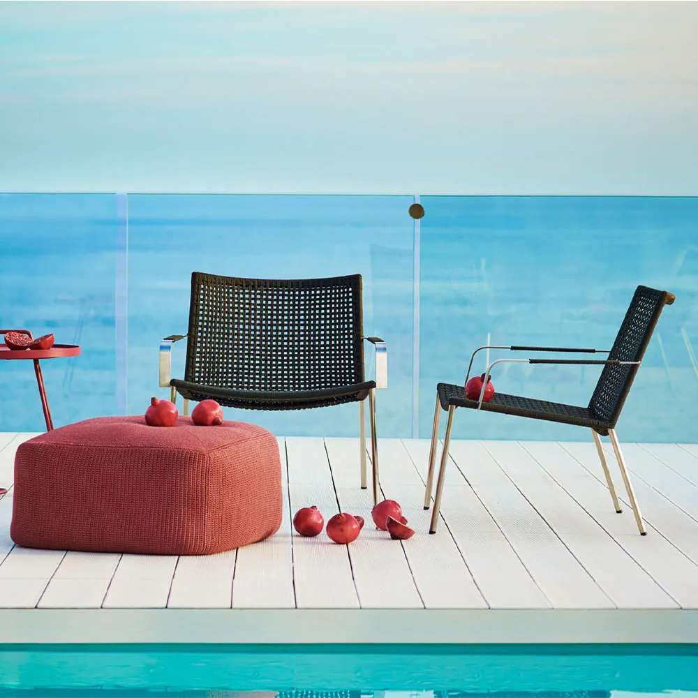 Poltrona lounge de palha, Anthracite Cane-line