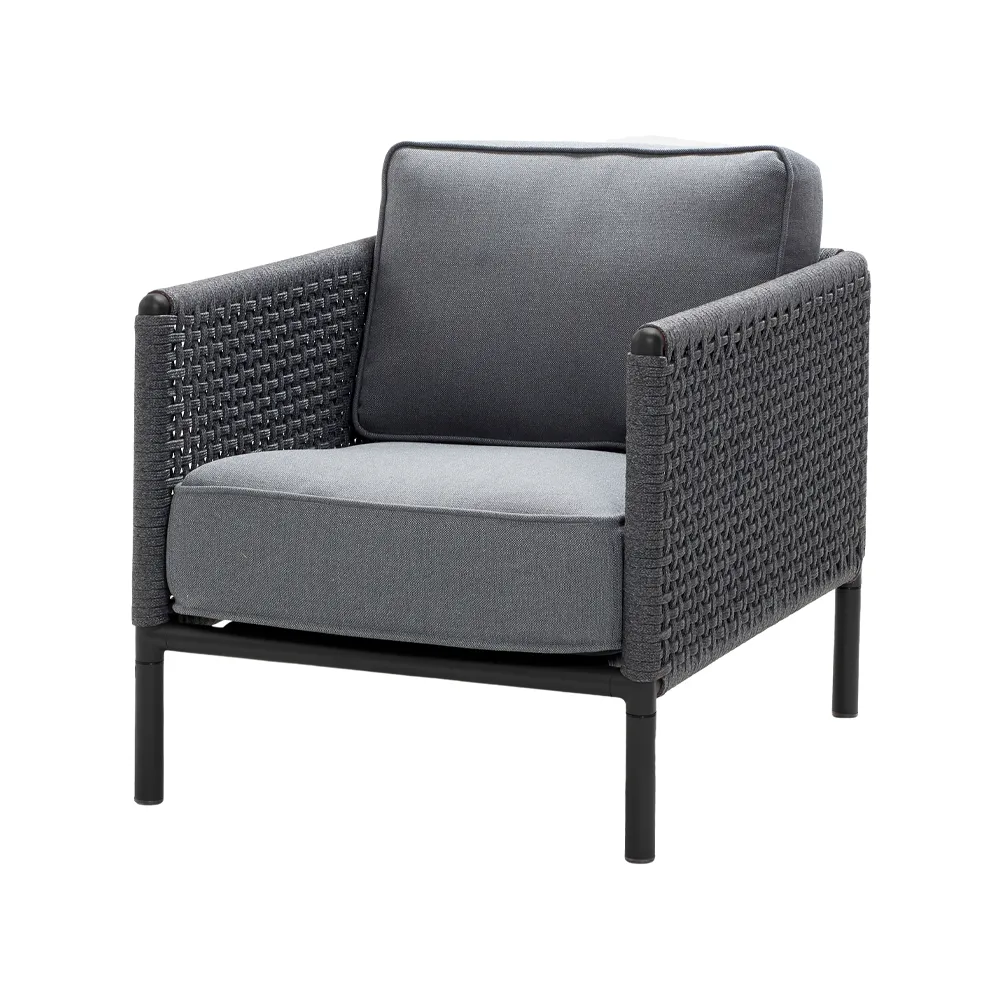 Poltrona lounge Encore, Cane-Line airtouch lava grey/dark grey, incl. almofadas Cane-line