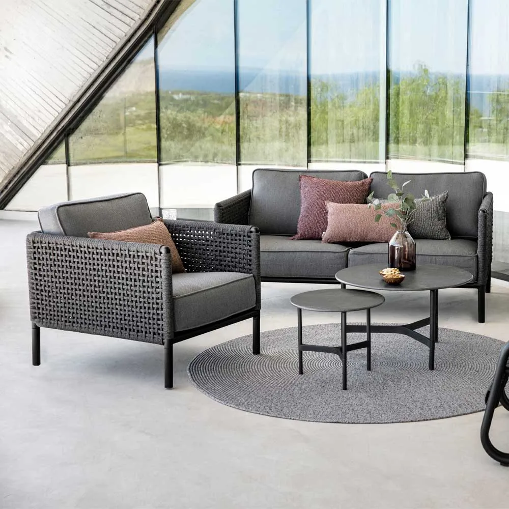 Poltrona lounge Encore, Cane-Line airtouch lava grey/dark grey, incl. almofadas Cane-line