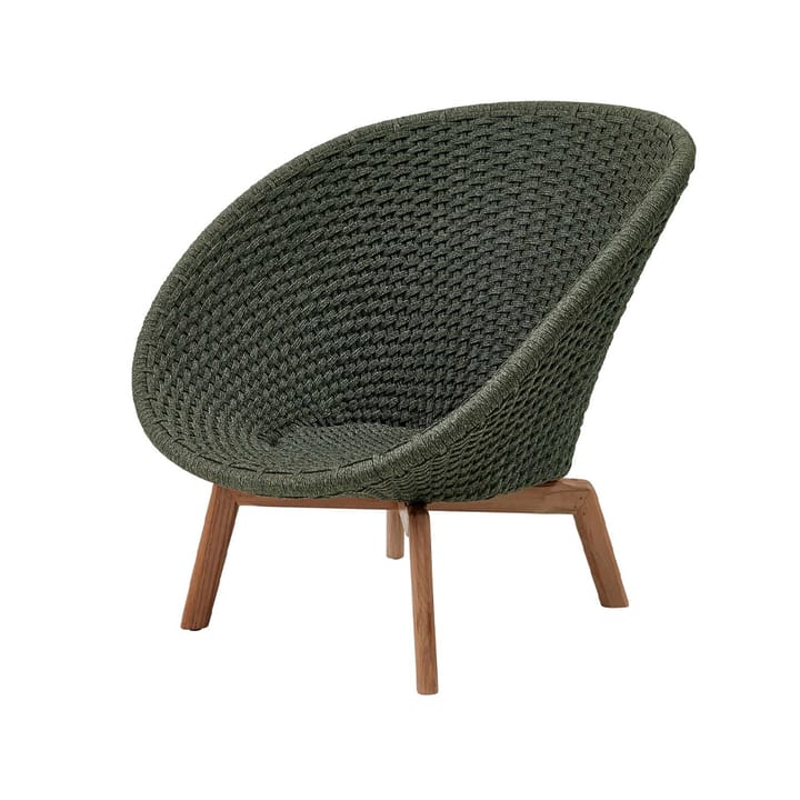 Poltrona lounge Peacock Weave - Dark green, pés em teca - Cane-line