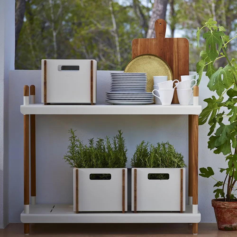 Sistema de estantes Frame, Lava grey, baixo, teca Cane-line