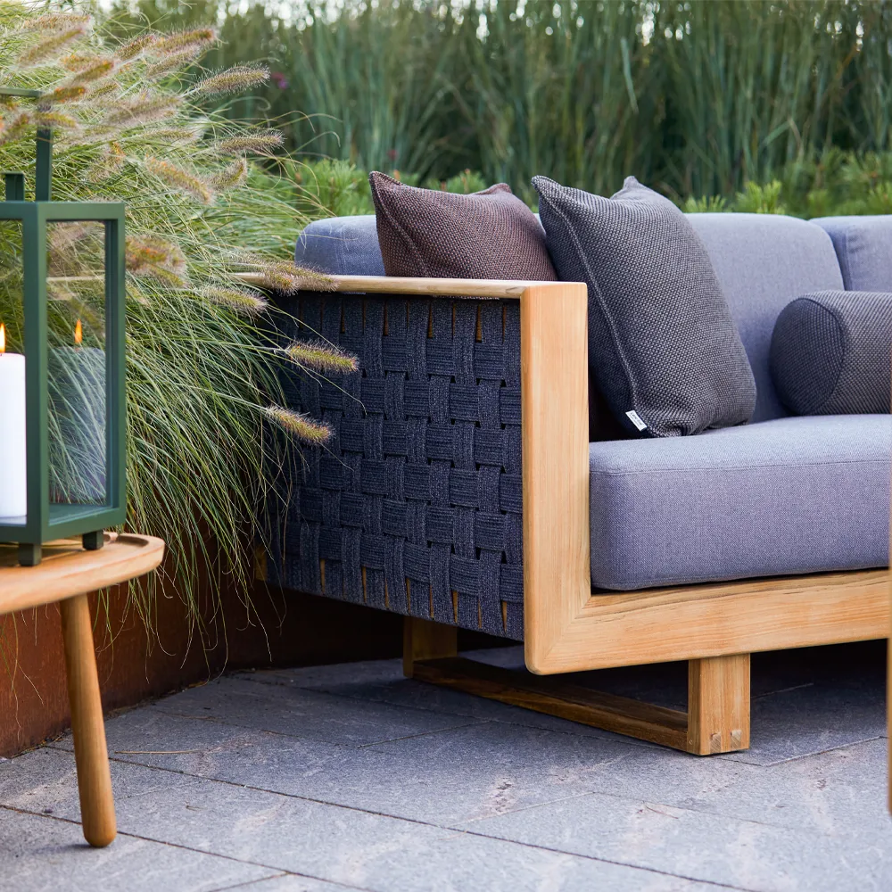 Sofá Angle 3 lugares, Dark grey, teca Cane-line