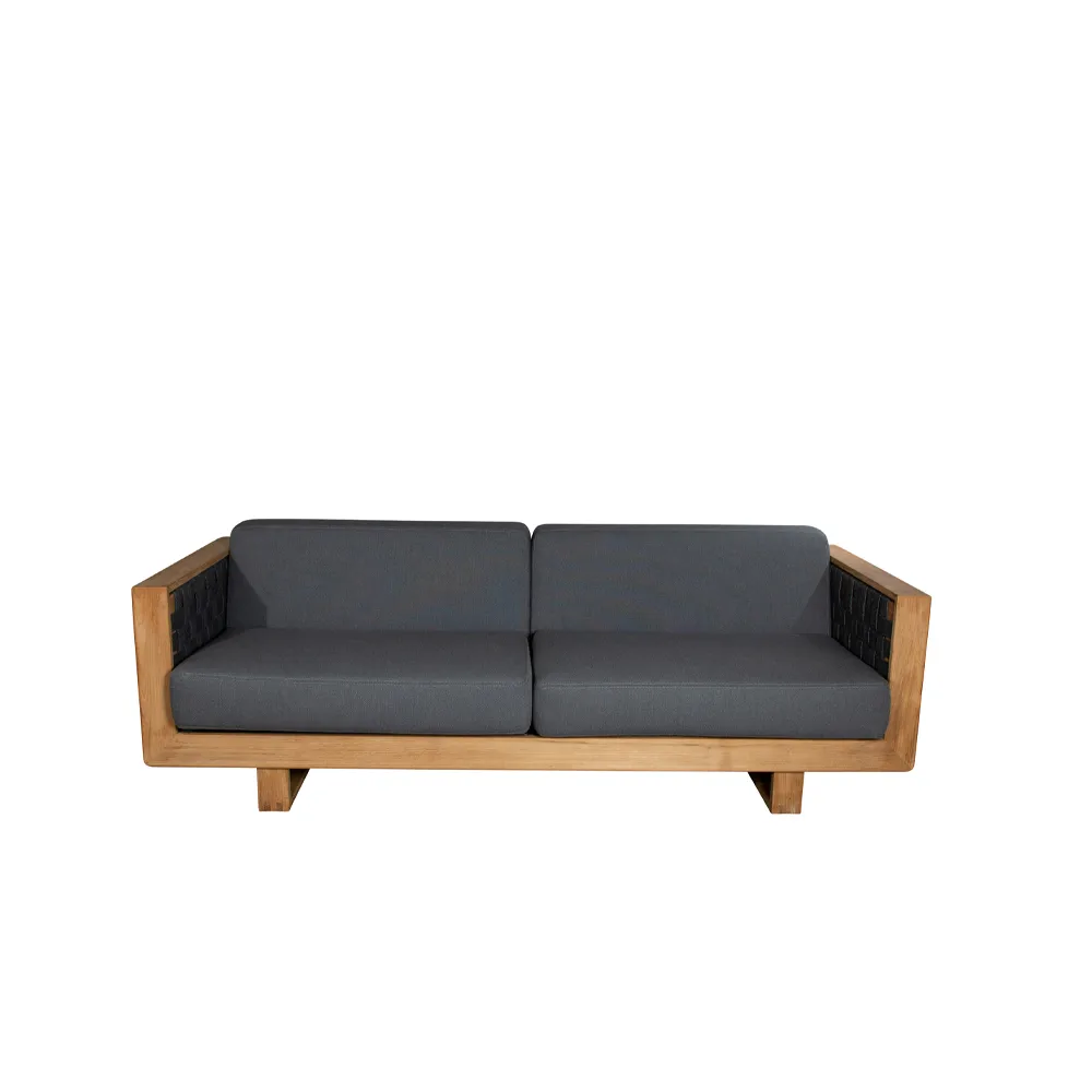 Sofá Angle 3 lugares, Dark grey, teca Cane-line