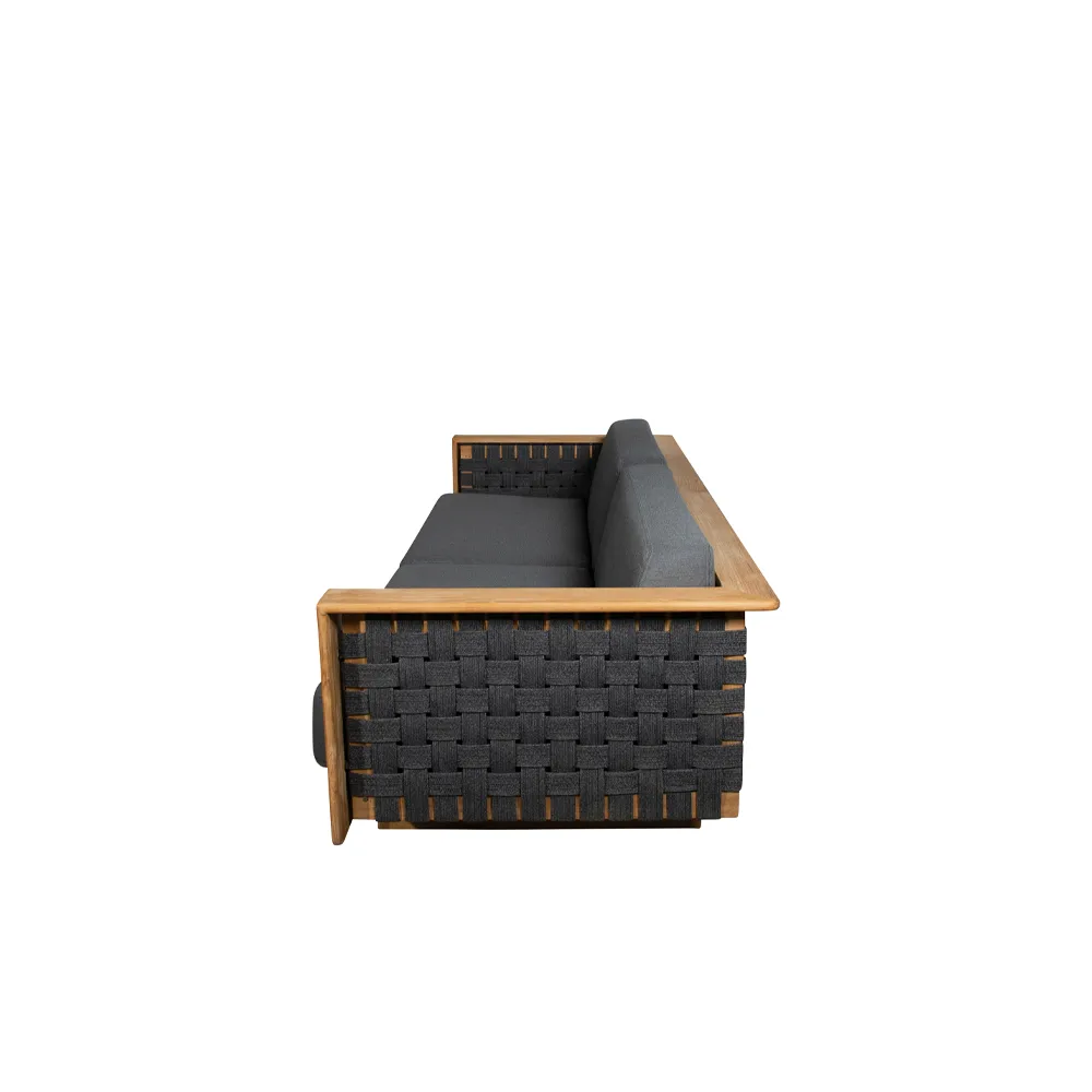 Sofá Angle 3 lugares, Dark grey, teca Cane-line