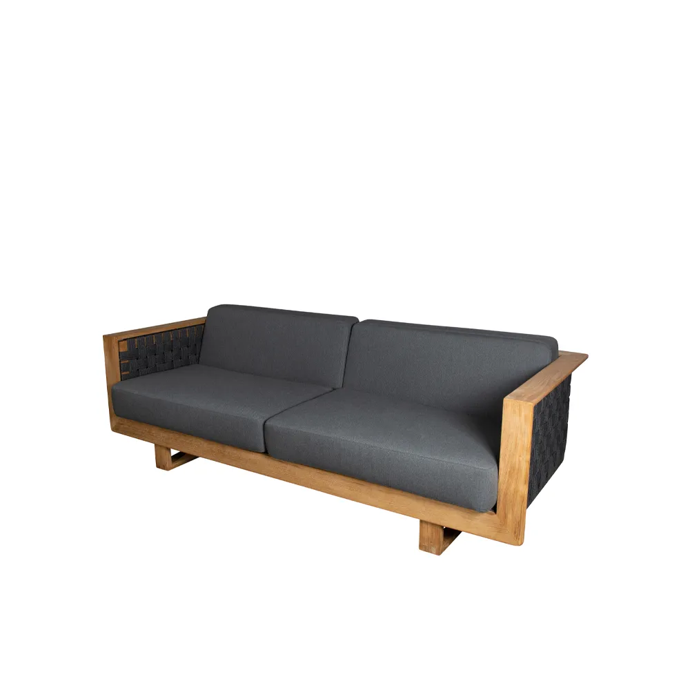 Sofá Angle 3 lugares, Dark grey, teca Cane-line