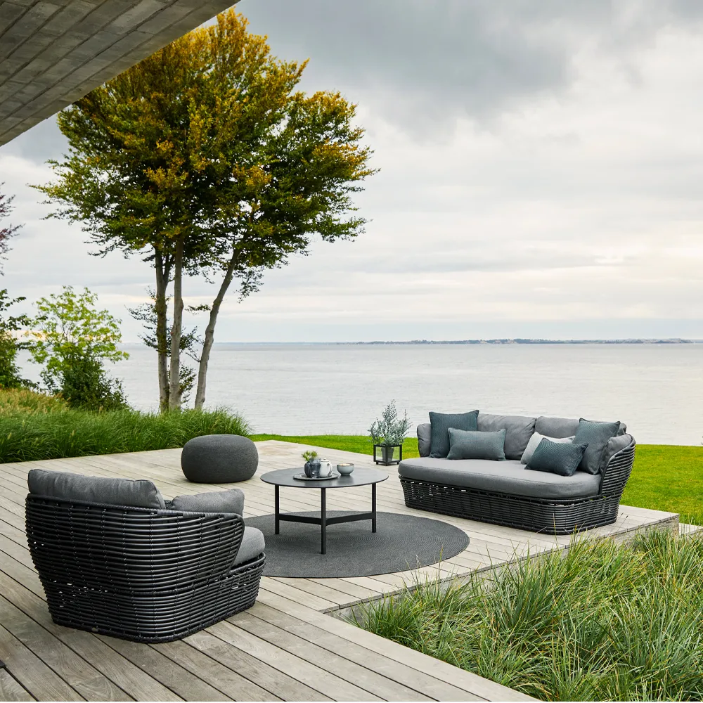 Sofá Basket 2 lugares, Natural, almofadas taupe Cane-line