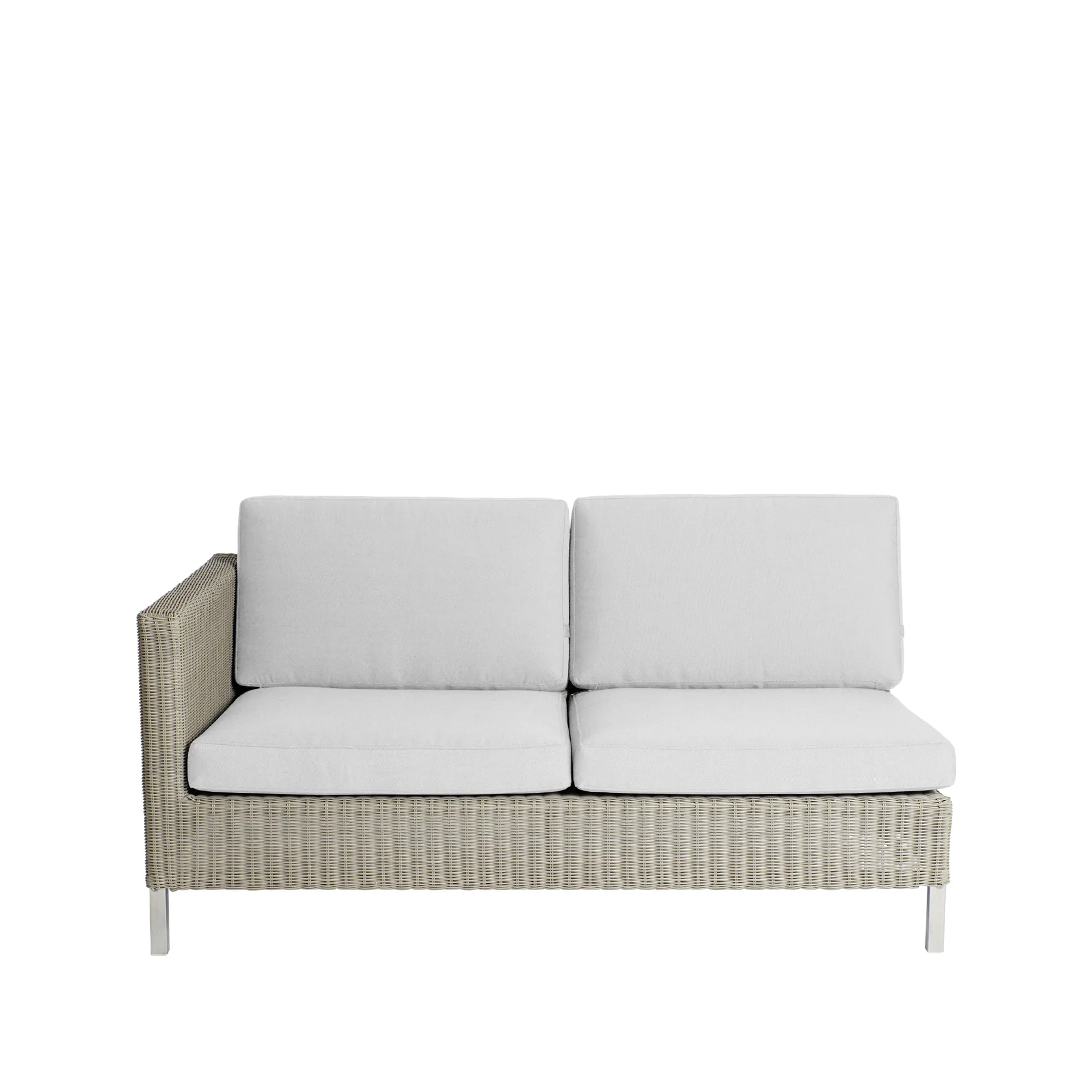 Sofá modular Connect, 2 lugares taupe, direita, almofadas white Cane-line
