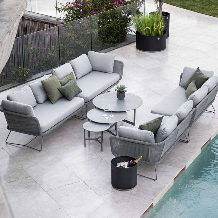 Sofá modular Horizon, Cane-Line Natté grey-esquerda-suporte preto Cane-line