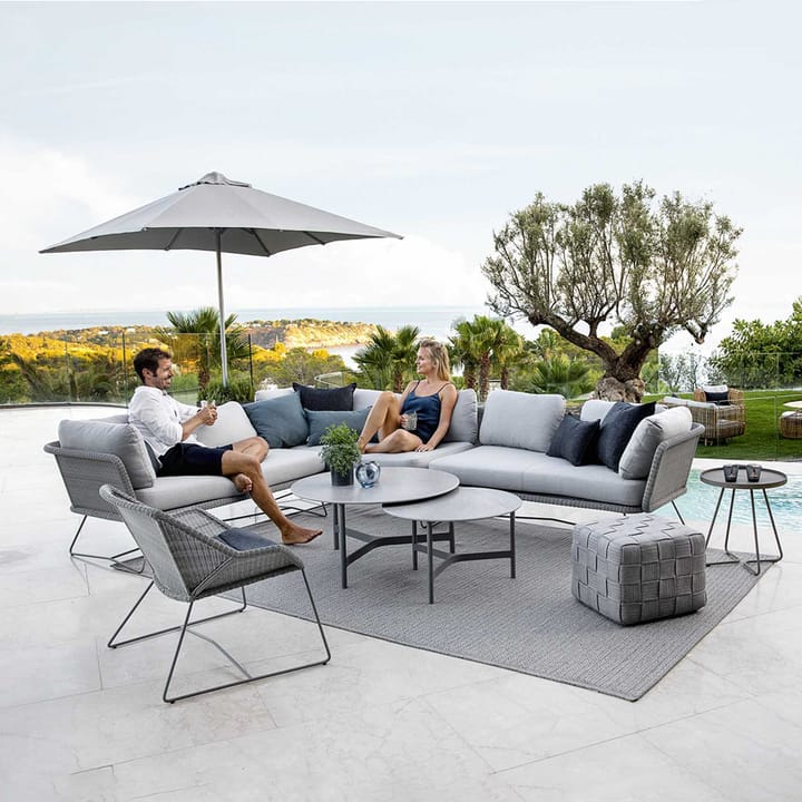 Sofá modular Horizon, Cane-Line Natté grey-esquerda-suporte preto Cane-line