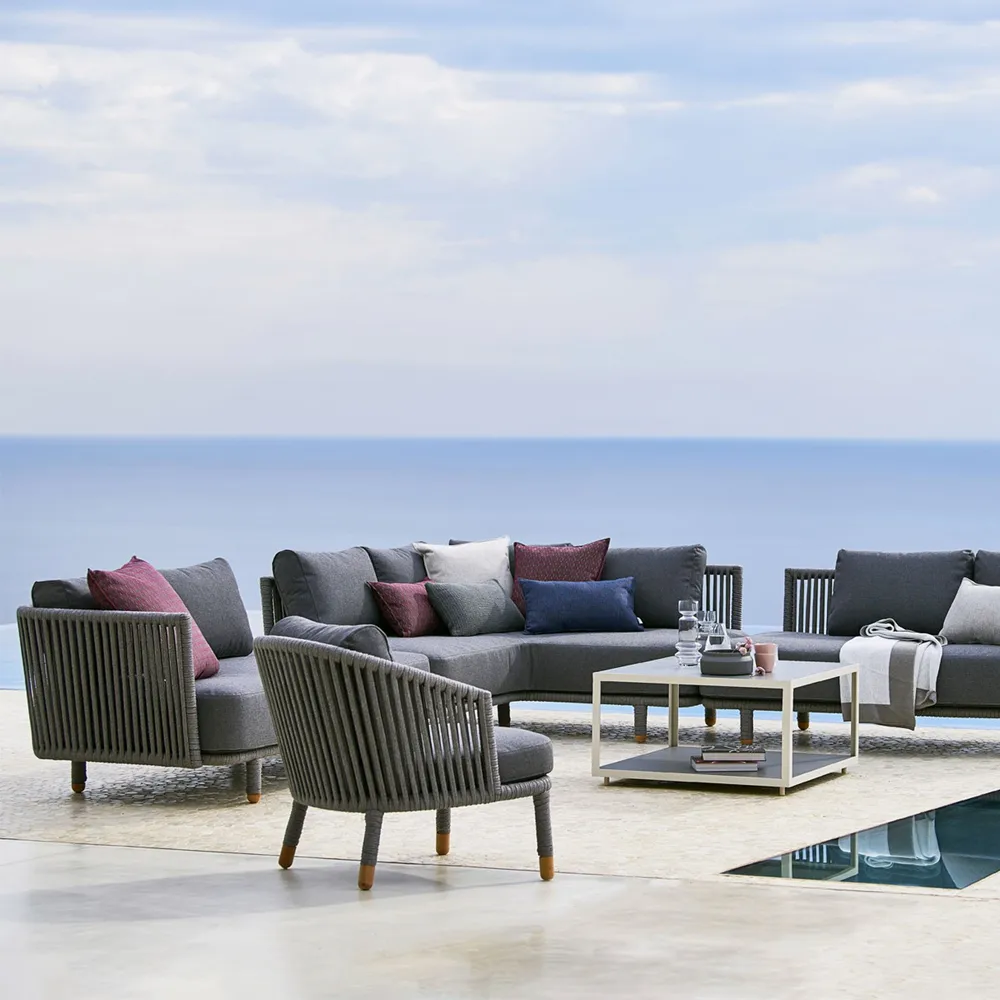 Sofá modular Moments, 2 lugares cinza, esquerda, Cane-Line soft rope Cane-line