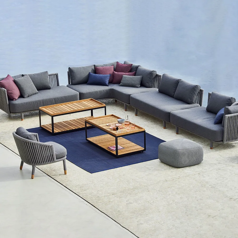 Sofá modular Moments, 2 lugares cinza, meio, Cane-Line soft rope Cane-line