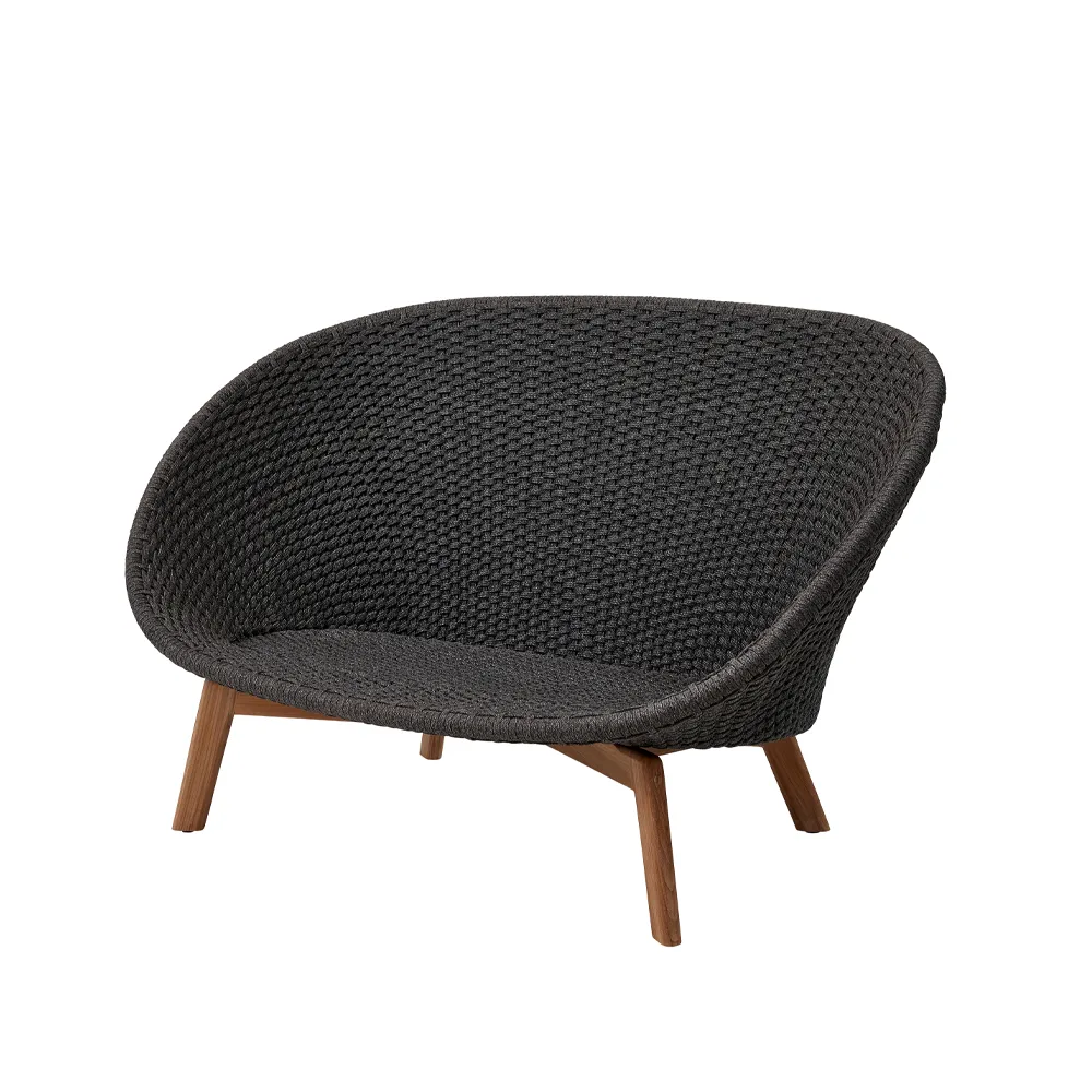 Sofá Peacock soft rope 2 lugares, dark grey, teca Cane-line